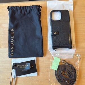 Bandolier Black Pebbled Leather case with for iPhone 14 Pro Max Case